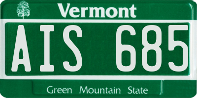 VT license plate AIS685