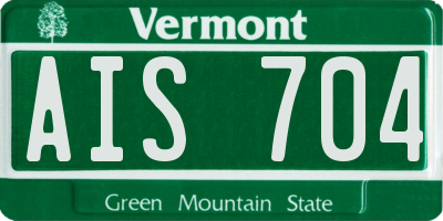 VT license plate AIS704