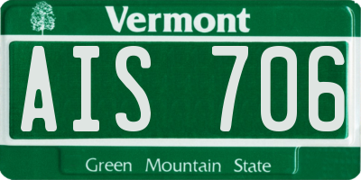 VT license plate AIS706