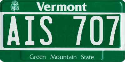 VT license plate AIS707
