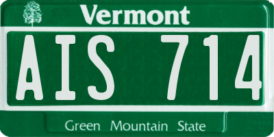 VT license plate AIS714