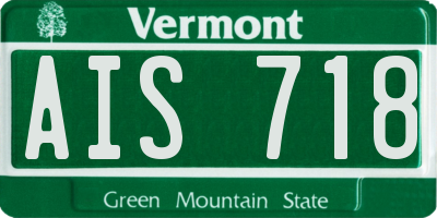 VT license plate AIS718