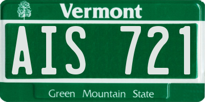 VT license plate AIS721