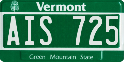 VT license plate AIS725