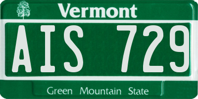 VT license plate AIS729