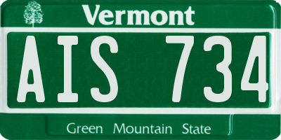 VT license plate AIS734