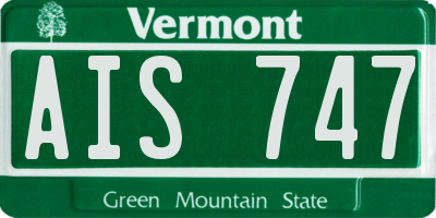 VT license plate AIS747
