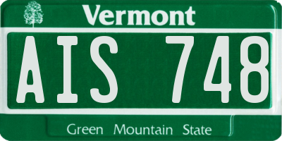 VT license plate AIS748
