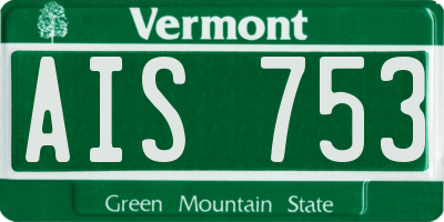 VT license plate AIS753