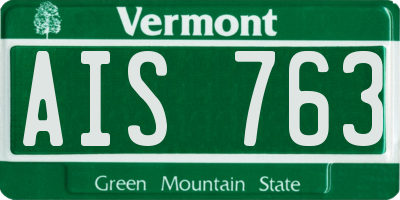 VT license plate AIS763