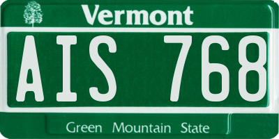 VT license plate AIS768
