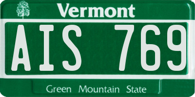 VT license plate AIS769