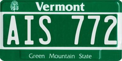 VT license plate AIS772