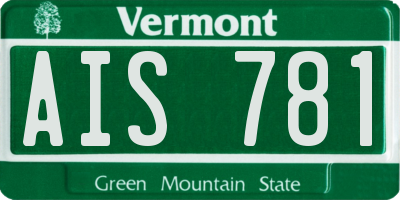 VT license plate AIS781