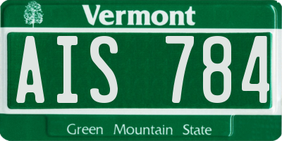 VT license plate AIS784