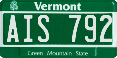 VT license plate AIS792