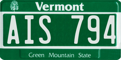 VT license plate AIS794