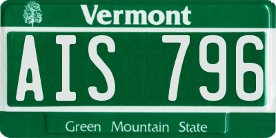 VT license plate AIS796