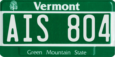 VT license plate AIS804
