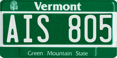 VT license plate AIS805