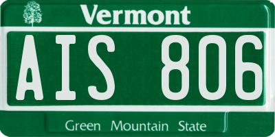 VT license plate AIS806