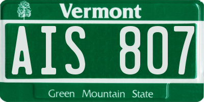 VT license plate AIS807