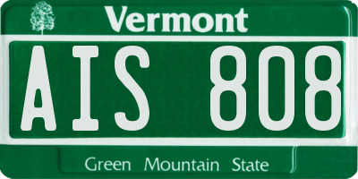 VT license plate AIS808