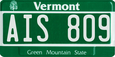 VT license plate AIS809