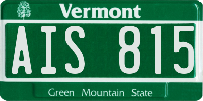 VT license plate AIS815