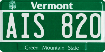 VT license plate AIS820