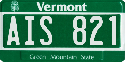 VT license plate AIS821