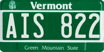 VT license plate AIS822
