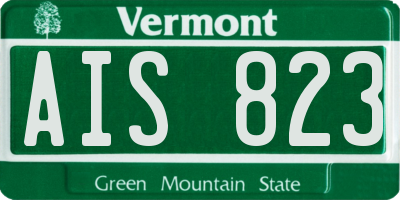 VT license plate AIS823