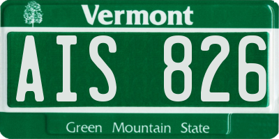 VT license plate AIS826