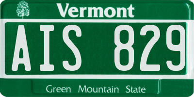 VT license plate AIS829