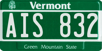 VT license plate AIS832