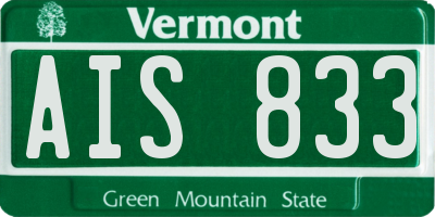 VT license plate AIS833