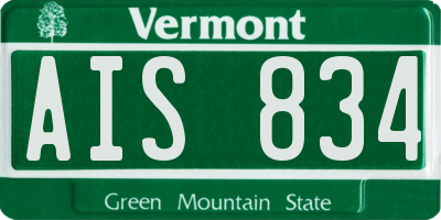 VT license plate AIS834