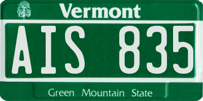 VT license plate AIS835