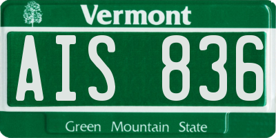 VT license plate AIS836
