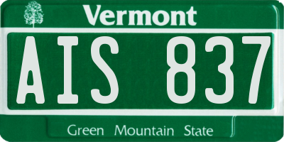 VT license plate AIS837