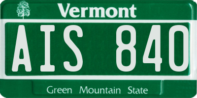 VT license plate AIS840