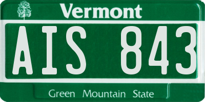 VT license plate AIS843