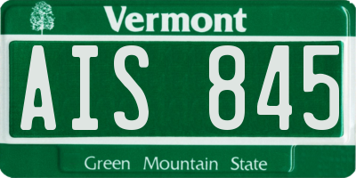 VT license plate AIS845