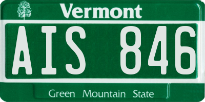 VT license plate AIS846