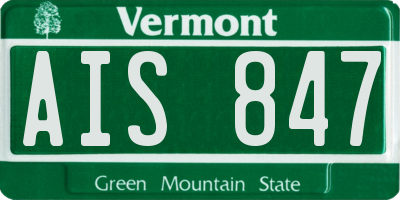 VT license plate AIS847