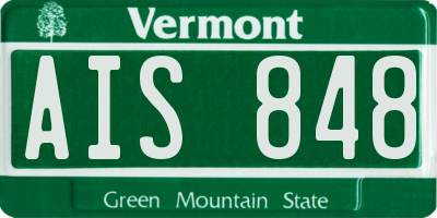 VT license plate AIS848