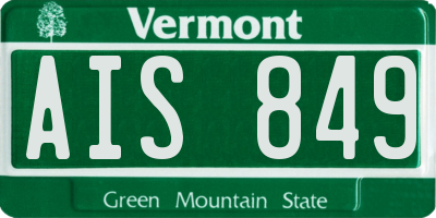 VT license plate AIS849