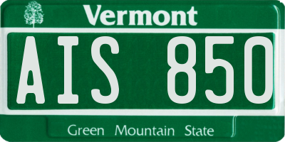 VT license plate AIS850
