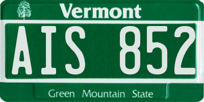 VT license plate AIS852
